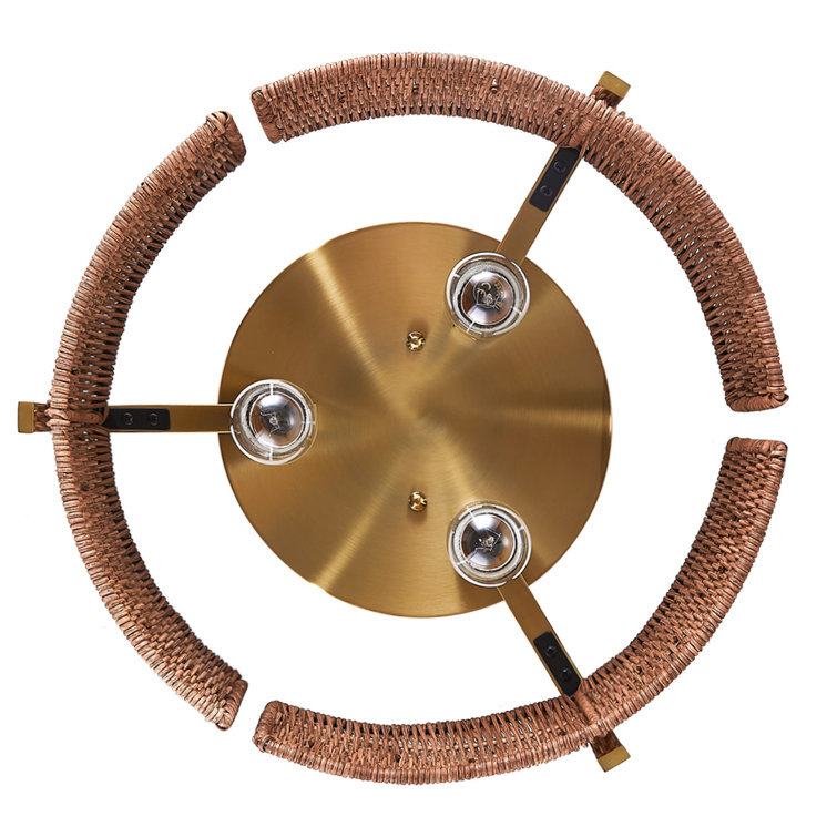 Modern Woven Rattan Ceiling Light Fixture for Living Room and Bedroom