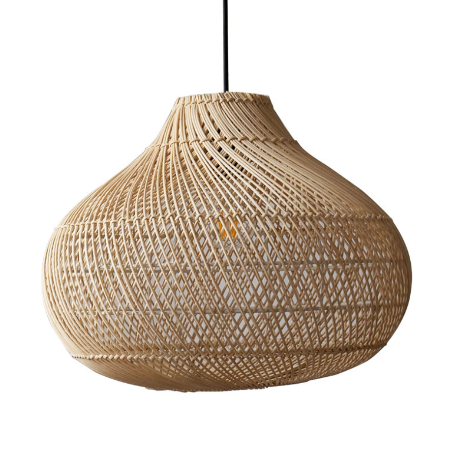 Triple Rattan Pendant Light - Handmade Natural Woven Ceiling Lamps for Kitchen Island, Dining Room, Bar Area