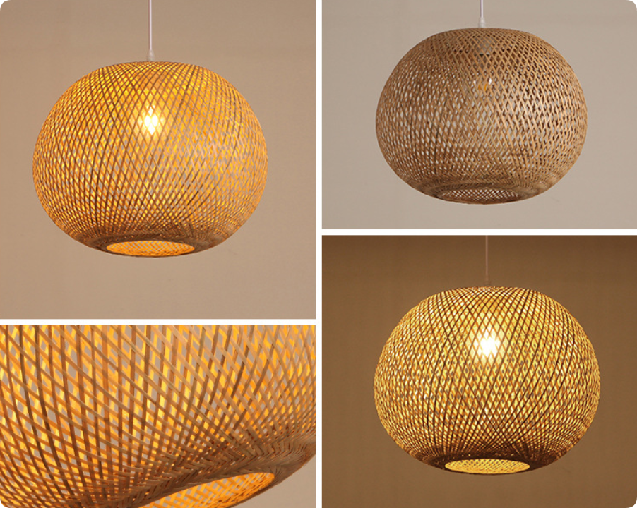 Handwoven Bamboo Ball Pendant Light – Natural Sphere Ceiling Lamp for Dining, Living Room & Commercial Use