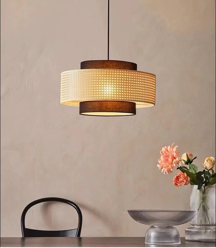 Triple-Layer Handwoven Rope Pendant Light – Natural Rattan Ceiling Lamp