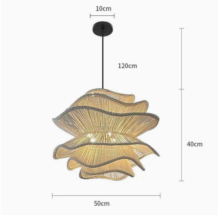 Boho Rattan Woven Pendant Light – Handmade Artistic Bamboo Ceiling Lamp for Dining Room, Living Room, or Bedroom
