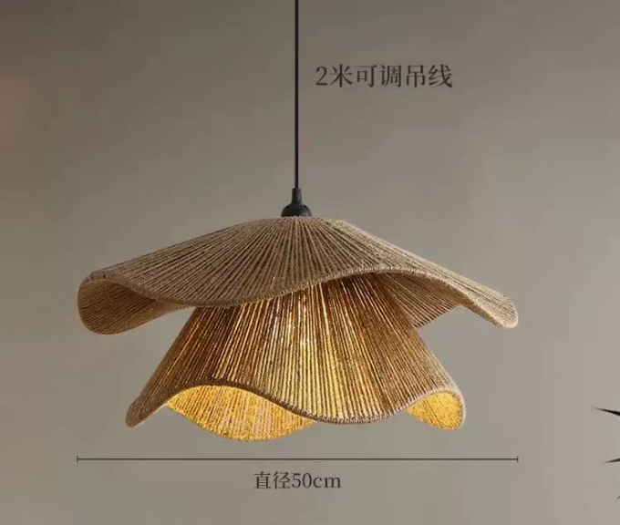 Handwoven Rattan Rope Pendant Light for Restaurant Hotel Homestay Decoration
