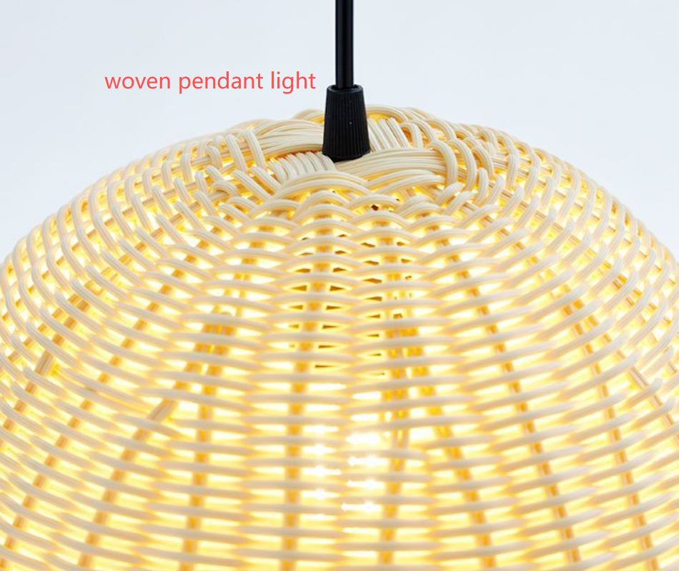 Handwoven Rattan Pendant Light Natural Bamboo Hanging Lamp Boho Ceiling Light Fixture