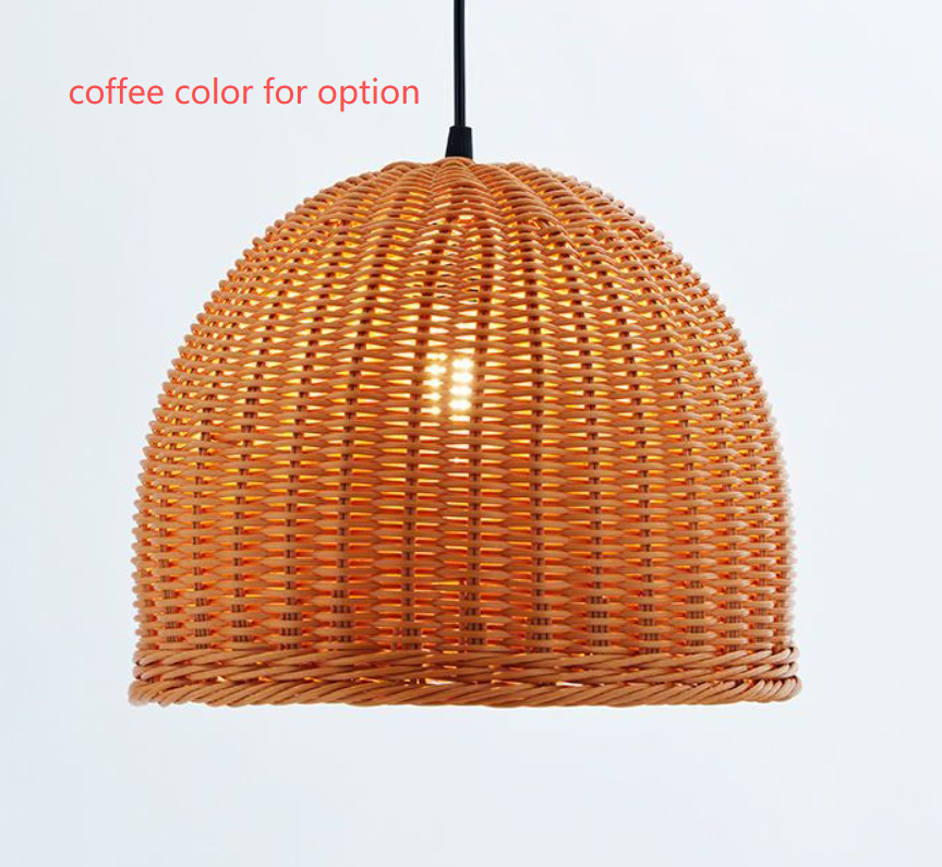 Handwoven Rattan Pendant Light Natural Bamboo Hanging Lamp Boho Ceiling Light Fixture