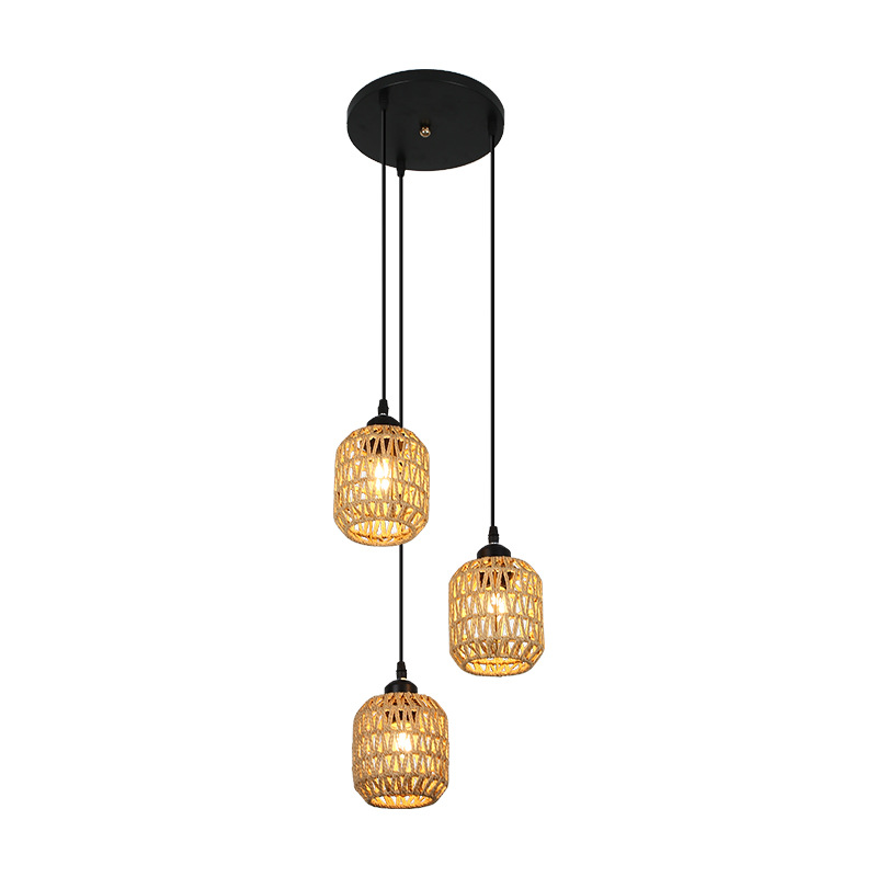 Handmade Rattan Pendant Light Set – Boho Hanging Ceiling Lamps (Set of 5 Styles)