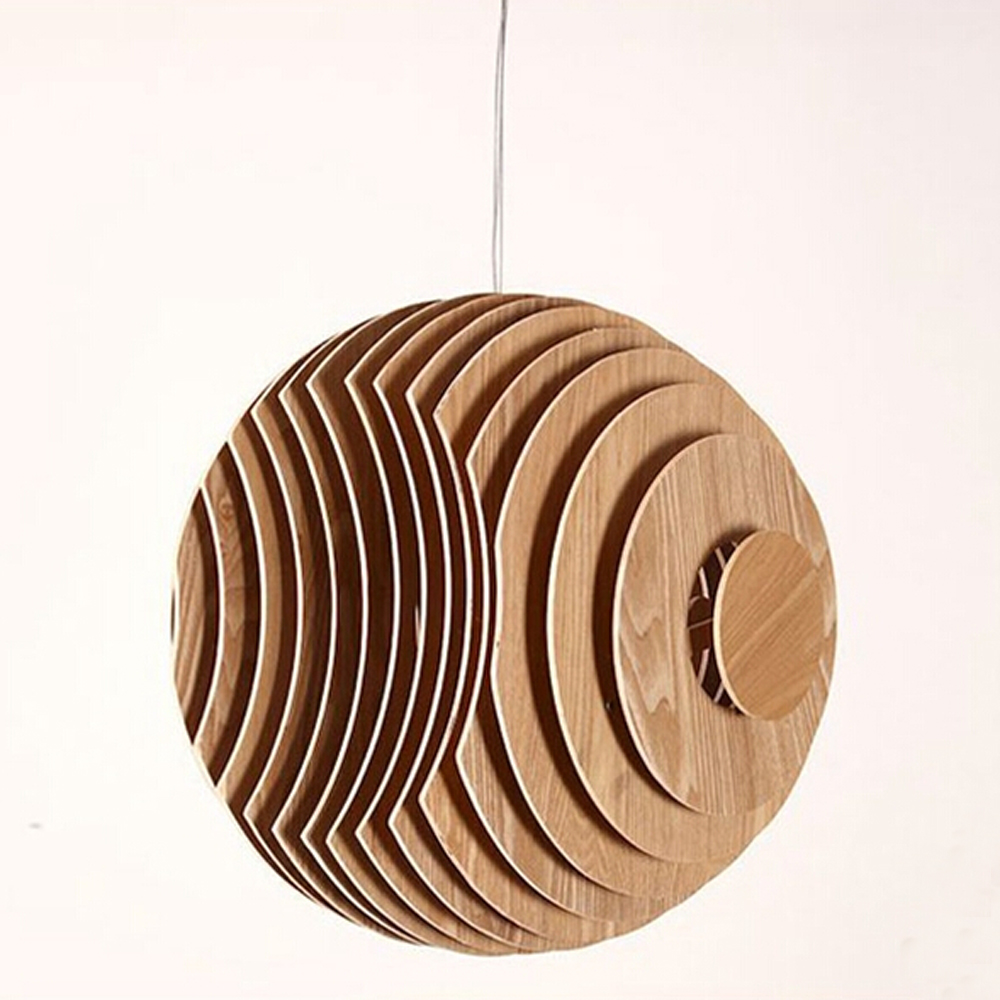 Layered Wooden Globe Pendant Light – Modern Spherical Ceiling Lamp for Dining & Living Spaces
