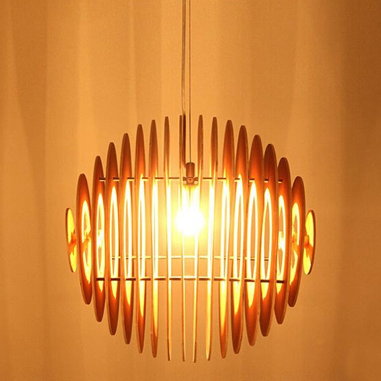 Layered Wooden Globe Pendant Light – Modern Spherical Ceiling Lamp for Dining & Living Spaces