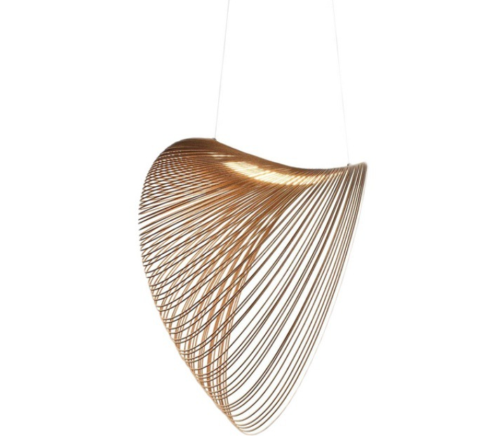 Modern Sculptural Wooden Pendant Light – Artistic Curved Design Ceiling Lamp for Dining Room & Gallery