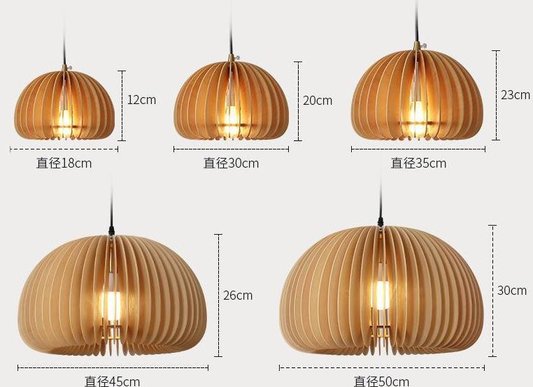 Modern Polywood Pendant Light for Dining Room – Nordic Style Wooden Hanging Lamp