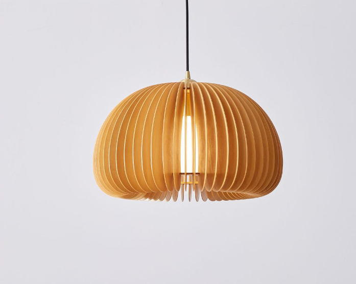 Modern Polywood Pendant Light for Dining Room – Nordic Style Wooden Hanging Lamp