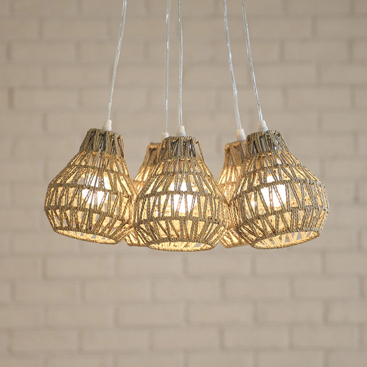 Handwoven Rattan Pendant Light Fixture – 3-Light Natural Wicker Hanging Lamp for Dining Room or Kitchen