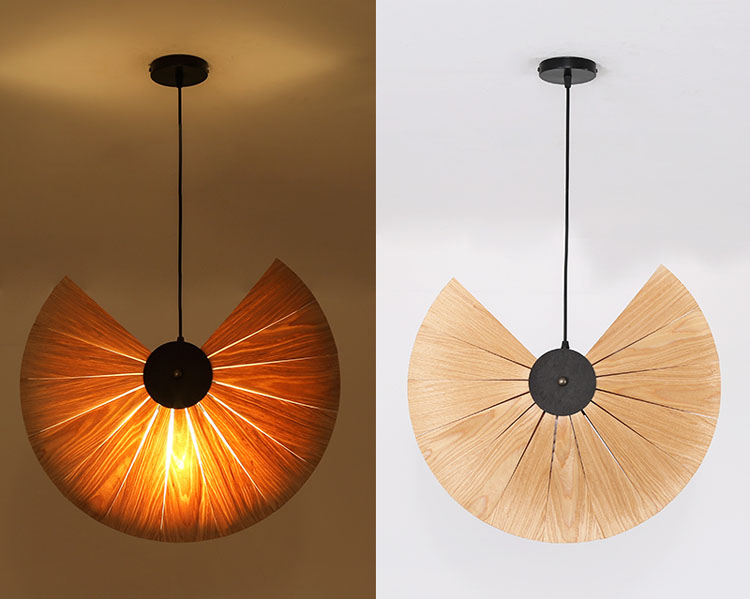 Modern Fan-Shaped Pendant Light – Artistic Pleated Fabric Ceiling Lamp for Living Room and Bar
