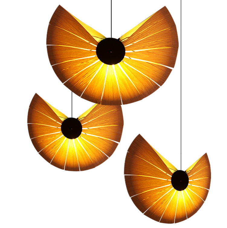 Modern Fan-Shaped Pendant Light – Artistic Pleated Fabric Ceiling Lamp for Living Room and Bar
