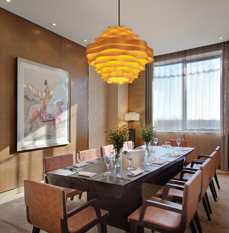 Modern Layered Rattan Pendant Lamp – Wavy Handmade Ceiling Light