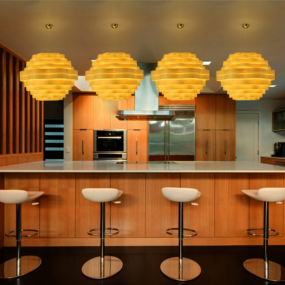 Modern Layered Rattan Pendant Lamp – Wavy Handmade Ceiling Light