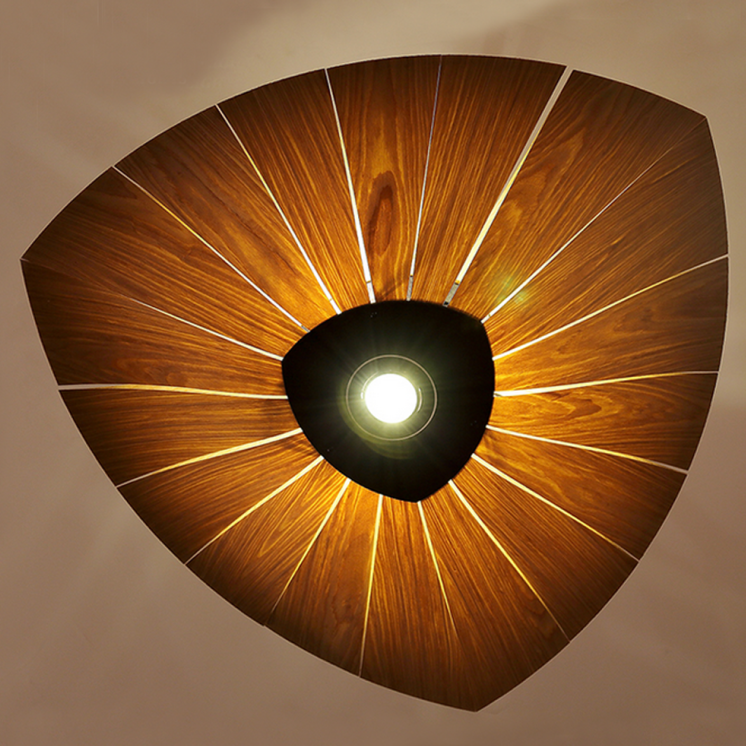 Artisan Wood Veneer Wall Sconce – Organic Leaf-Shaped Decorative Light