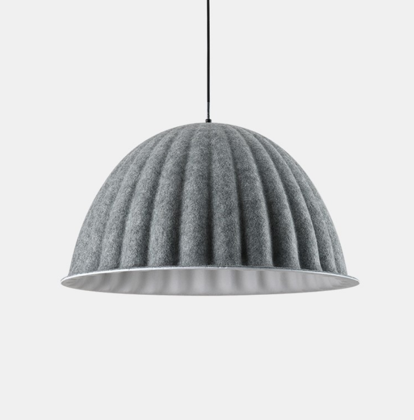 Modern Acoustic Felt Pendant Lamp - Handmade Grey Wool Felt Ceiling Light Fixture