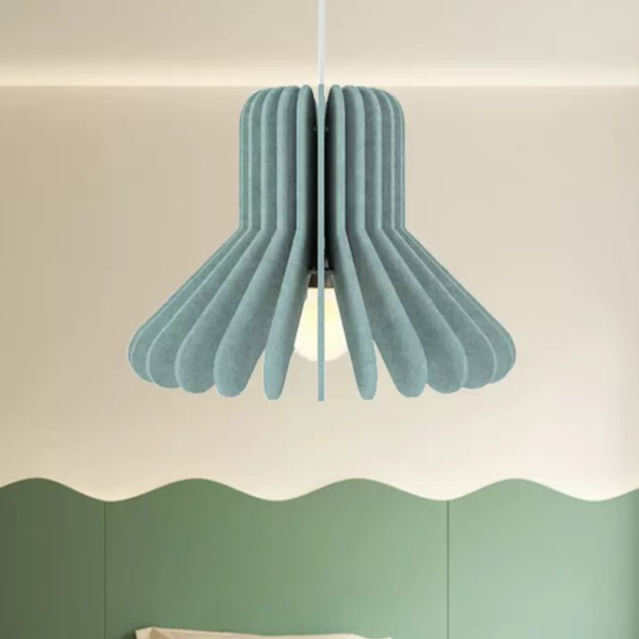 Handmade Wool Felt Pendant Light - Scandinavian Minimalist Felt Hanging Light with Acoustic Design