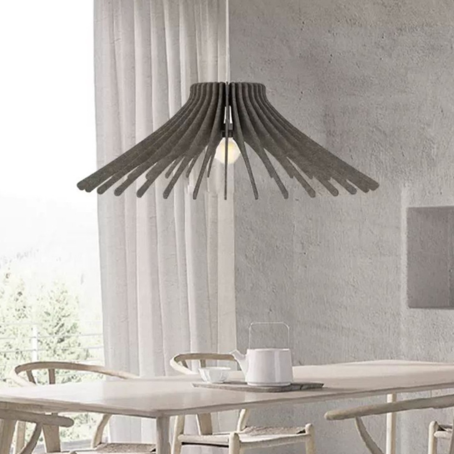 Handmade Wool Felt Pendant Light - Scandinavian Minimalist Felt Hanging Light with Acoustic Design