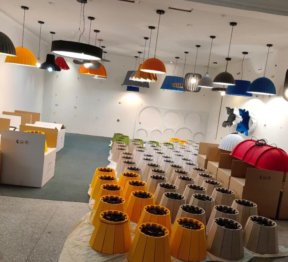 Handmade Wool Felt Pendant Light - Scandinavian Minimalist Felt Hanging Light with Acoustic Design