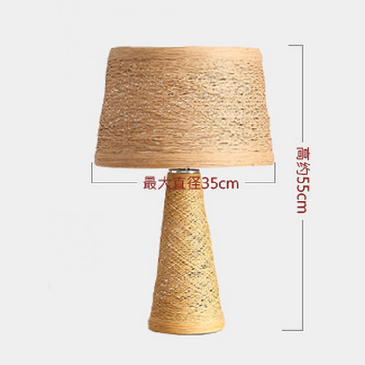Handwoven Rattan Table Lamp – Rustic Natural Rope Desk Light for Bedroom, Living Room, Nightstand – Boho Wicker Lighting Décor