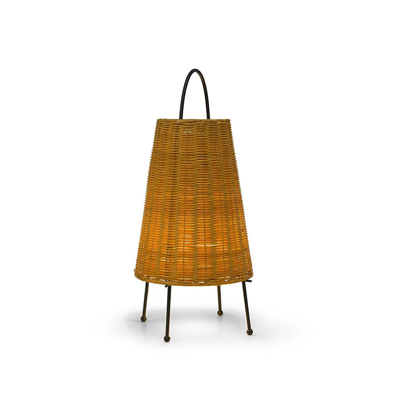 Outdoor Bamboo Table Lamp – Handwoven Portable Natural Light for Garden, Restaurant & Living Space