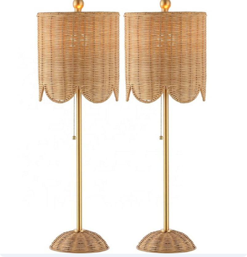 Artisan Eco-friendly Handmade Boho Restaurant Woven Natural Rattan Bamboo Light Table Lamp