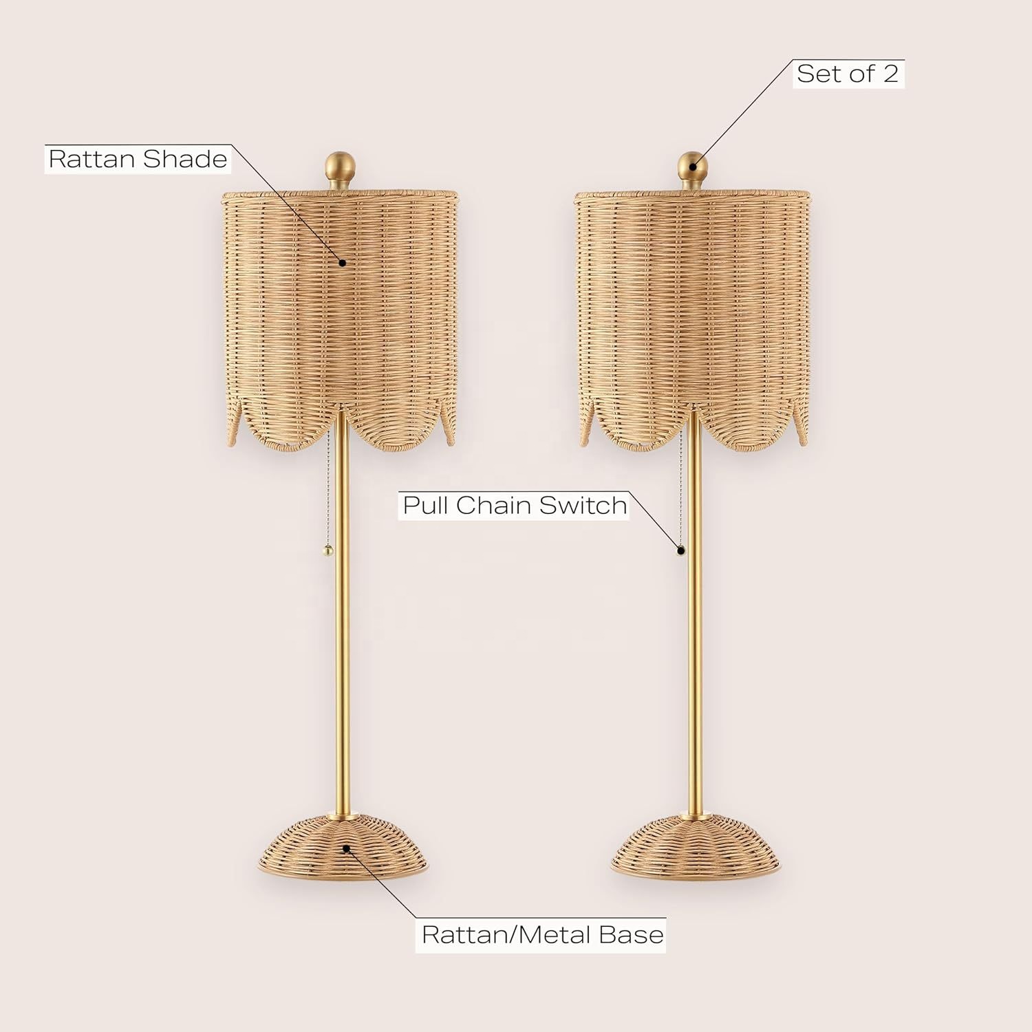 Artisan Eco-friendly Handmade Boho Restaurant Woven Natural Rattan Bamboo Light Table Lamp