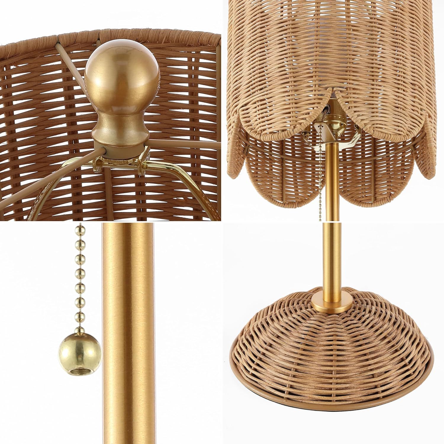 Artisan Eco-friendly Handmade Boho Restaurant Woven Natural Rattan Bamboo Light Table Lamp