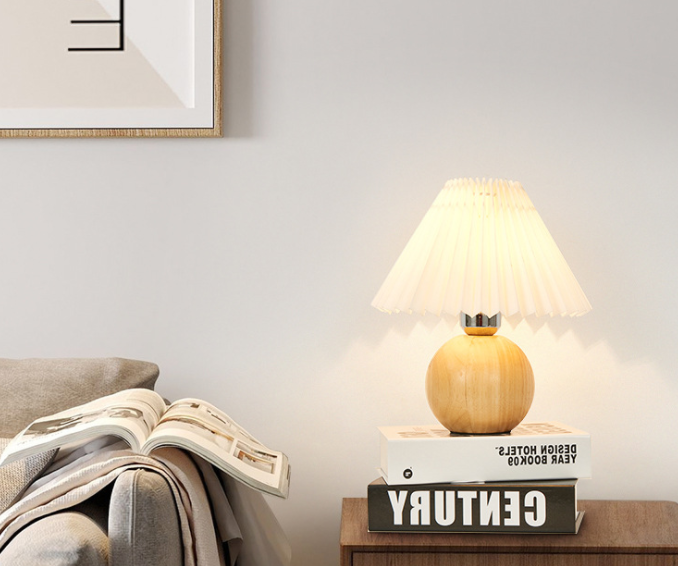 Modern Minimalist Solid Wood Table Lamp – Creative Bedside Night Light for Bedroom & Study Room