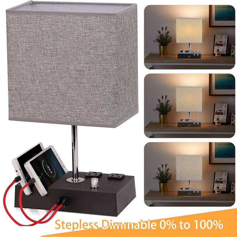 Minimalist Wooden Table Lamp with Fabric Shade – Warm Light for Bedroom & Living Room