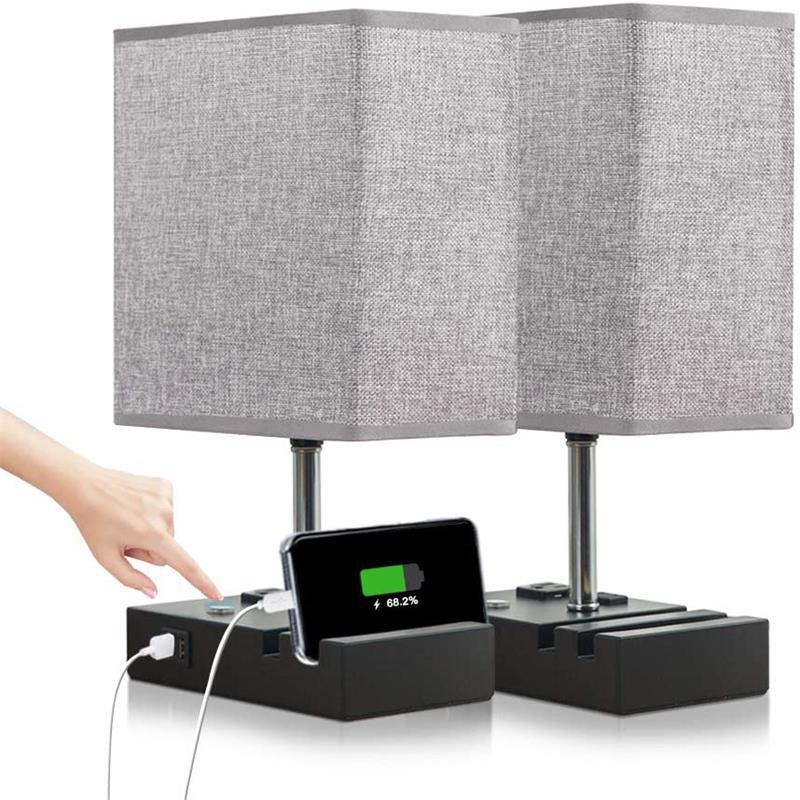 Minimalist Wooden Table Lamp with Fabric Shade – Warm Light for Bedroom & Living Room