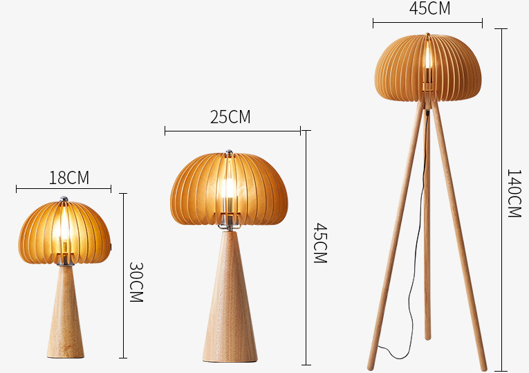 Modern Wooden Base Table Lamp with Bamboo Shade for Bedroom, Hotels & Commercial Interiors
