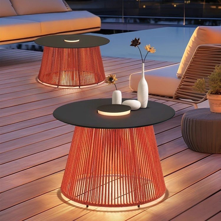 Outdoor Rope Woven Table Lamp - Modern LED Patio Light for Garden & Hotel Projects