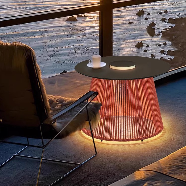 Outdoor Rope Woven Table Lamp - Modern LED Patio Light for Garden & Hotel Projects