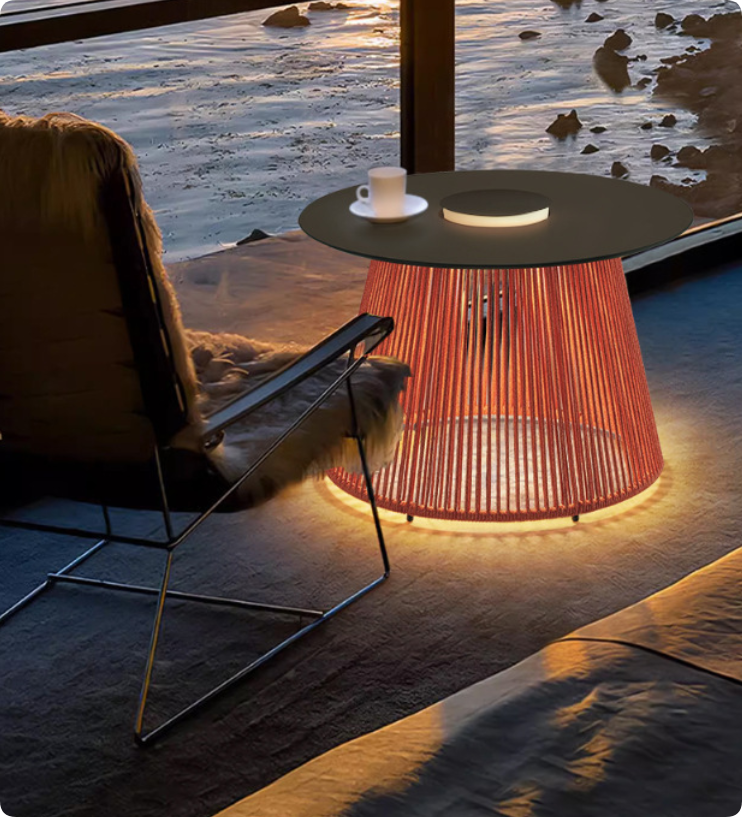 Outdoor Rope Woven Table Lamp - Modern LED Patio Light for Garden & Hotel Projects
