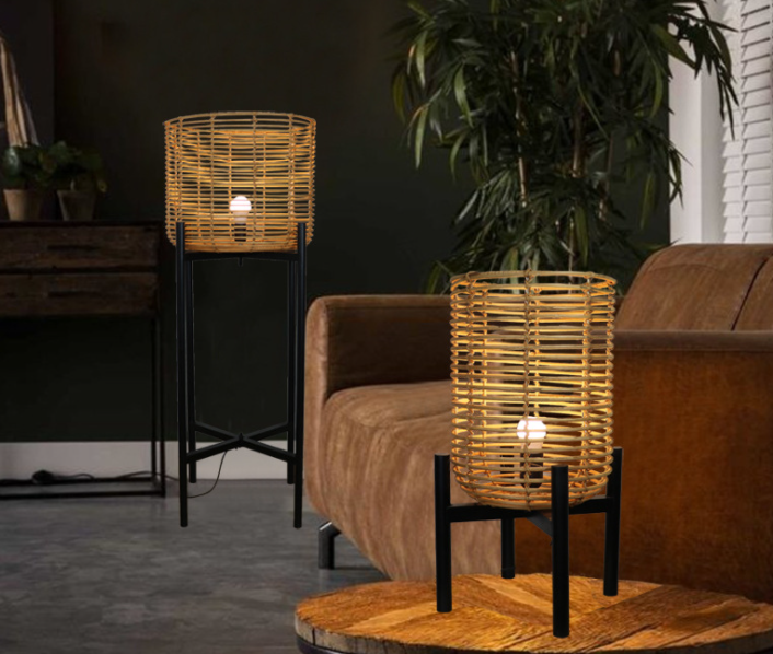 Modern Rattan Floor Lamp - Nordic Minimalist Tall Lamp