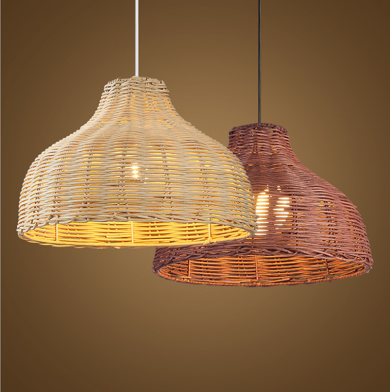 Natural Rattan Dome Pendant Light – Handwoven Ceiling Lamp for Restaurants and Commercial Spaces