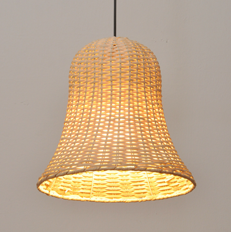 Handwoven Rattan Pendant Light – Bell Shape Ceiling Lamp for Restaurant & Commercial Spaces