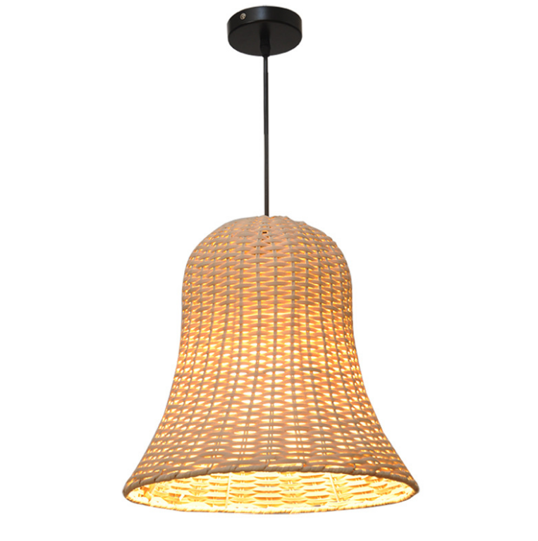 Handwoven Rattan Pendant Light – Bell Shape Ceiling Lamp for Restaurant & Commercial Spaces