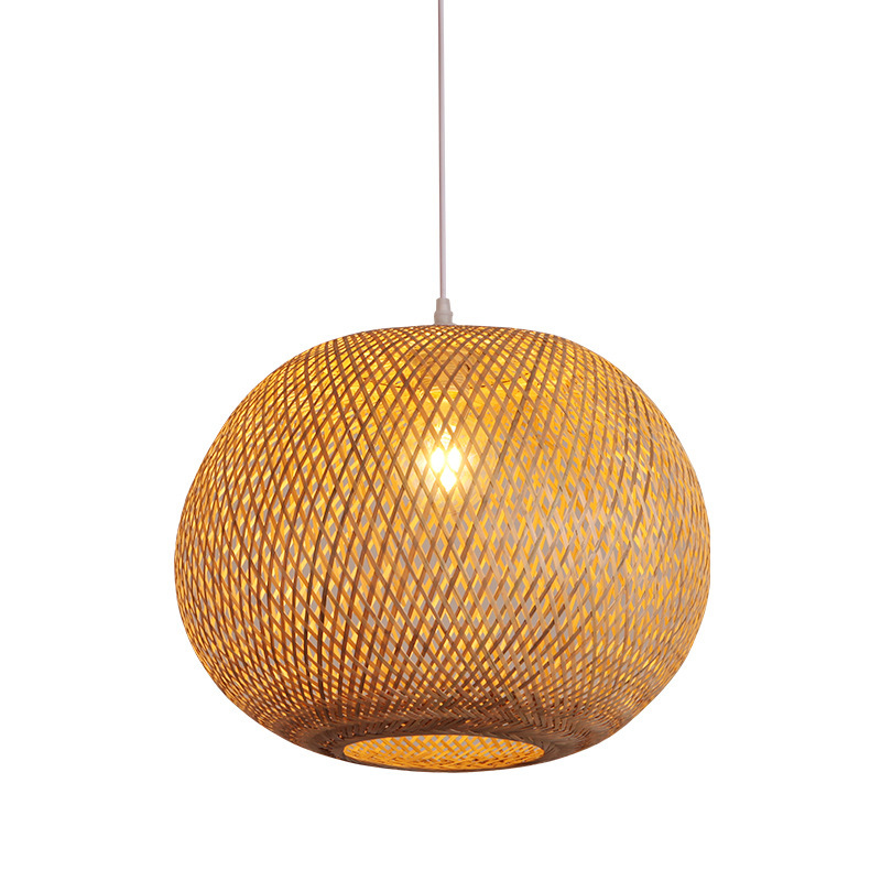 Handwoven Bamboo Ball Pendant Light – Natural Sphere Ceiling Lamp for Dining, Living Room & Commercial Use