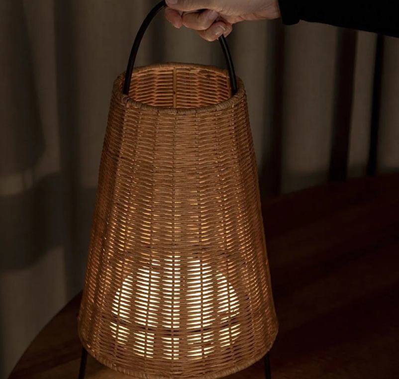 Outdoor Bamboo Table Lamp – Handwoven Portable Natural Light for Garden, Restaurant & Living Space