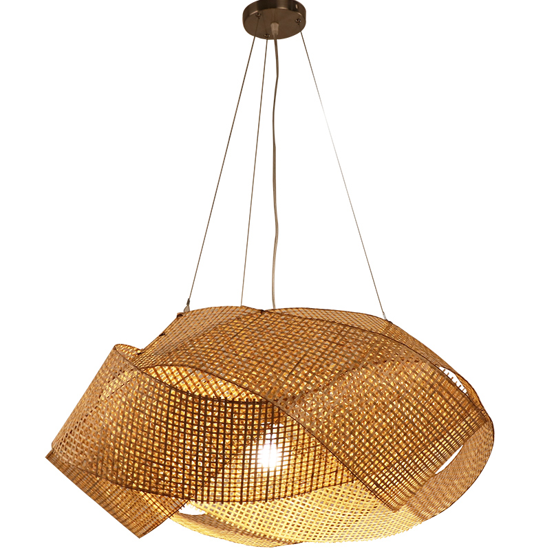 Modern Artistic Bamboo Pendant Light – Handwoven Ceiling Lamp for Restaurant & Boutique Spaces