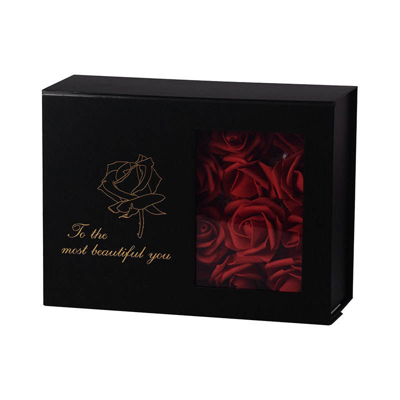 Black Paper Box  Packaging with Satin Ribbon Storage Gift box for Wedding