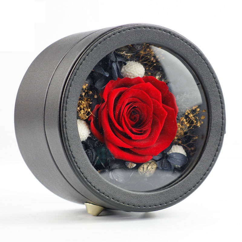Last a Year Eternal Rose PU Flower Box Packaging With Window