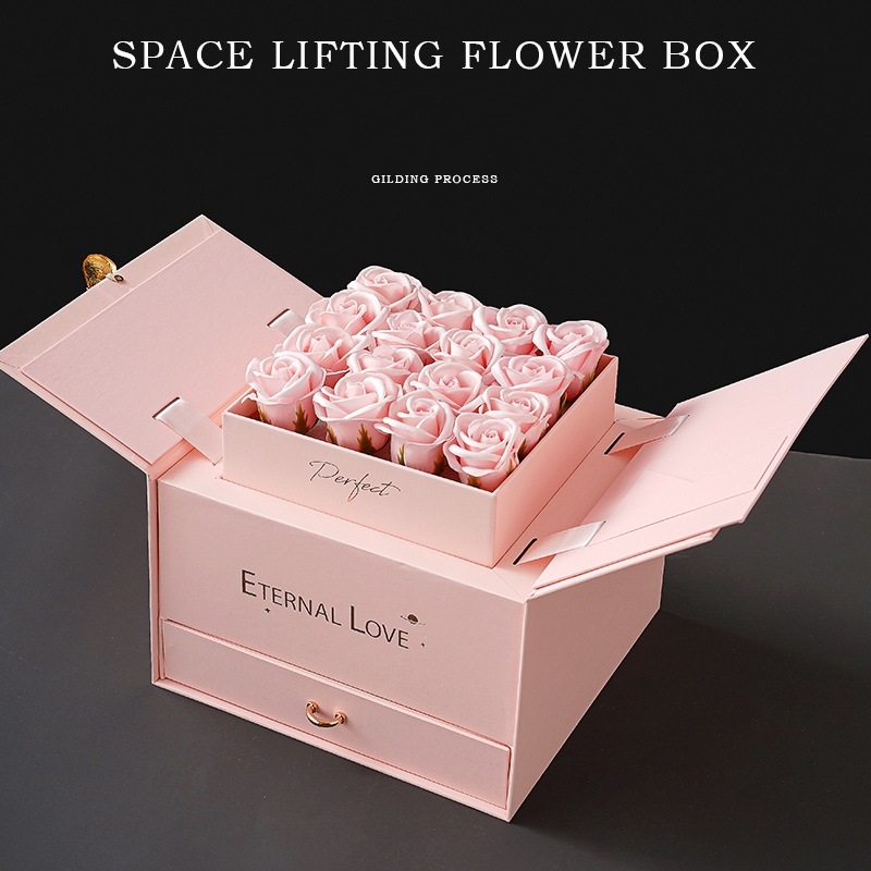 Creative soap flower box for gift packing square Immortal jewelry box