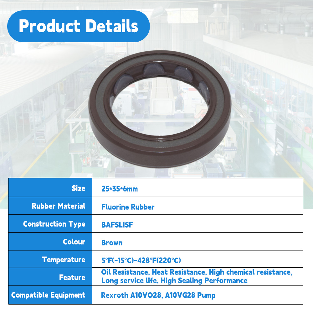 25*35*6mm FKM Rubber Radial Shaft Oil Seal BAFSLSF Type Double Lip High Pressure Seal for Hydraulic Pump and Motor