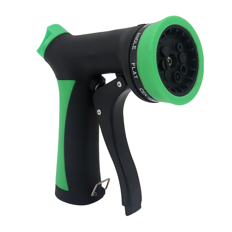 Heavy-Duty Adjustable Garden Hose Nozzle – 8-Pattern Water Spray Gun with Flow Control & Lock Trigger