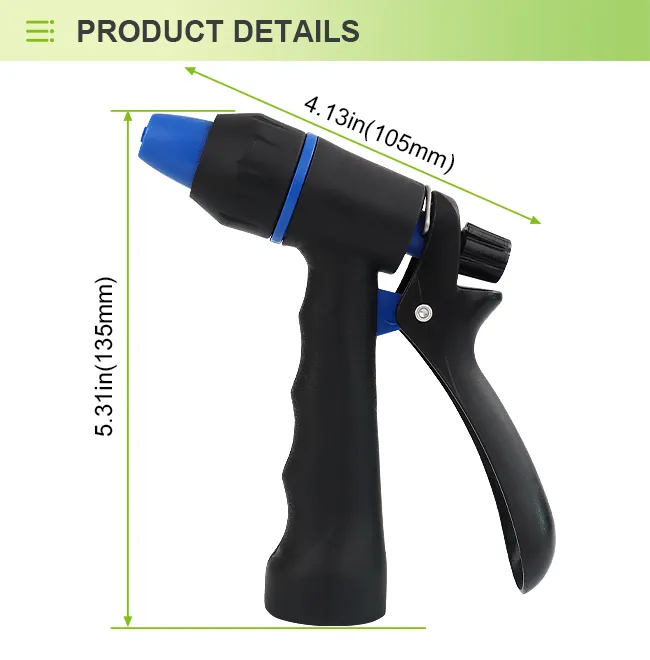 Adjustable Jet Spray Nozzle for Garden Hose – Heavy Duty Metal Water Sprayer, Ergonomic Handle, High Pressure for Car Wash, Cleaning, and Irrigation