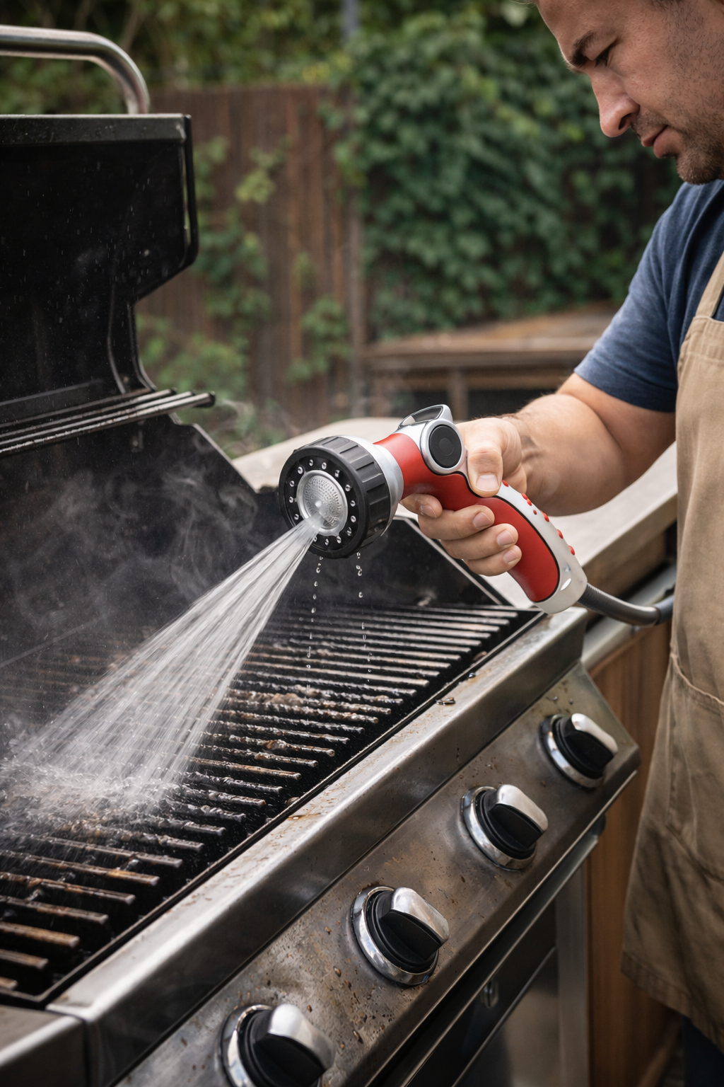 Antibacterial BBQ Cleaning Spray Gun Adjustable High Pressure Hose Nozzle